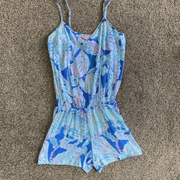 LILLY PULITZER Deanna Blouson Watercolor Strappy Romper Shorts XXS - Picture 5 of 14